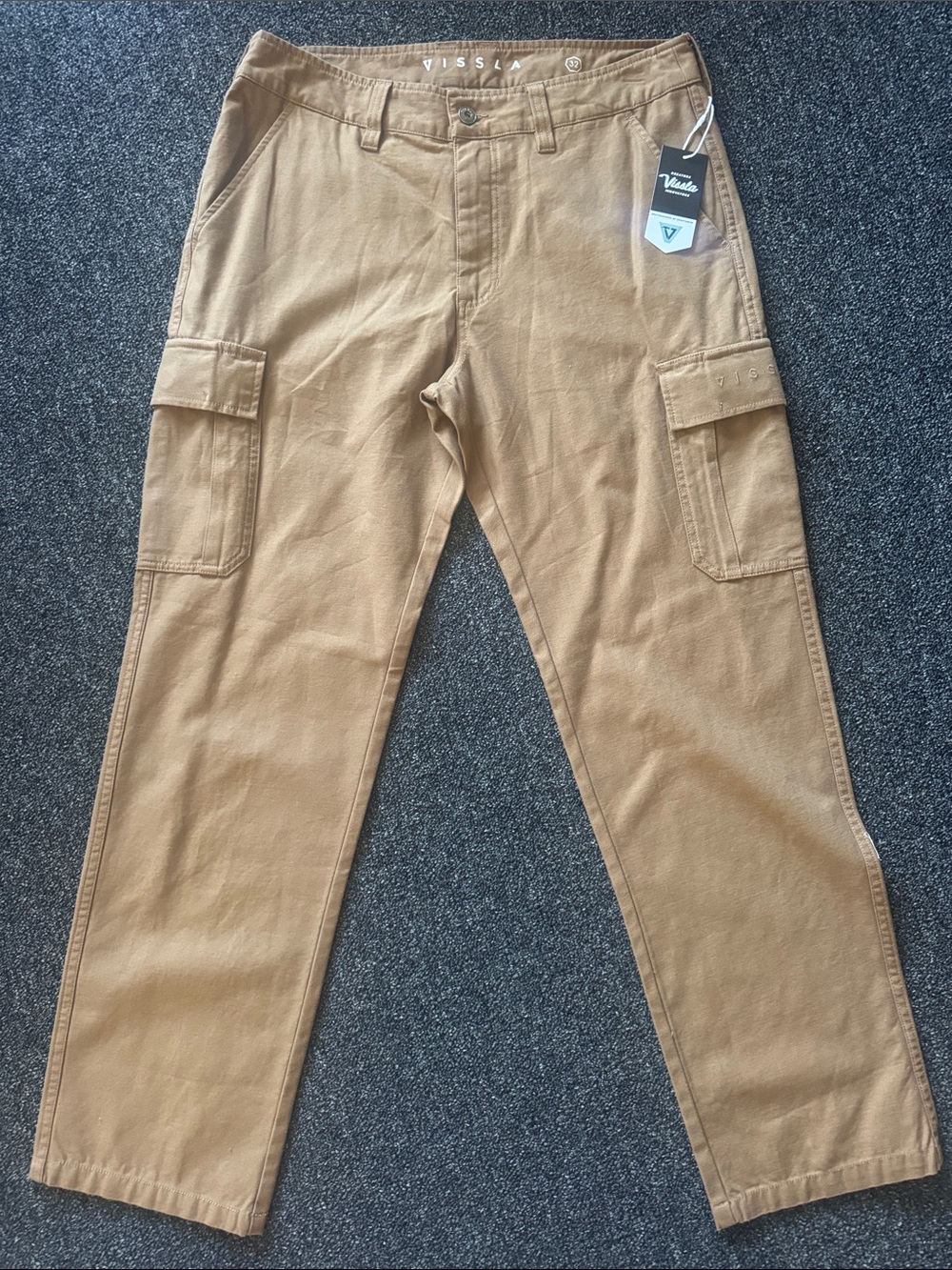 VISSLA Men's Tan county Cargo Pants with Side Flap Pockets